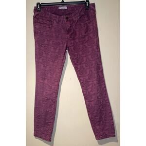 Free People Pants Womens 29 Jacquard Textured Stretch Skinny‎ Purple/plum Sassy